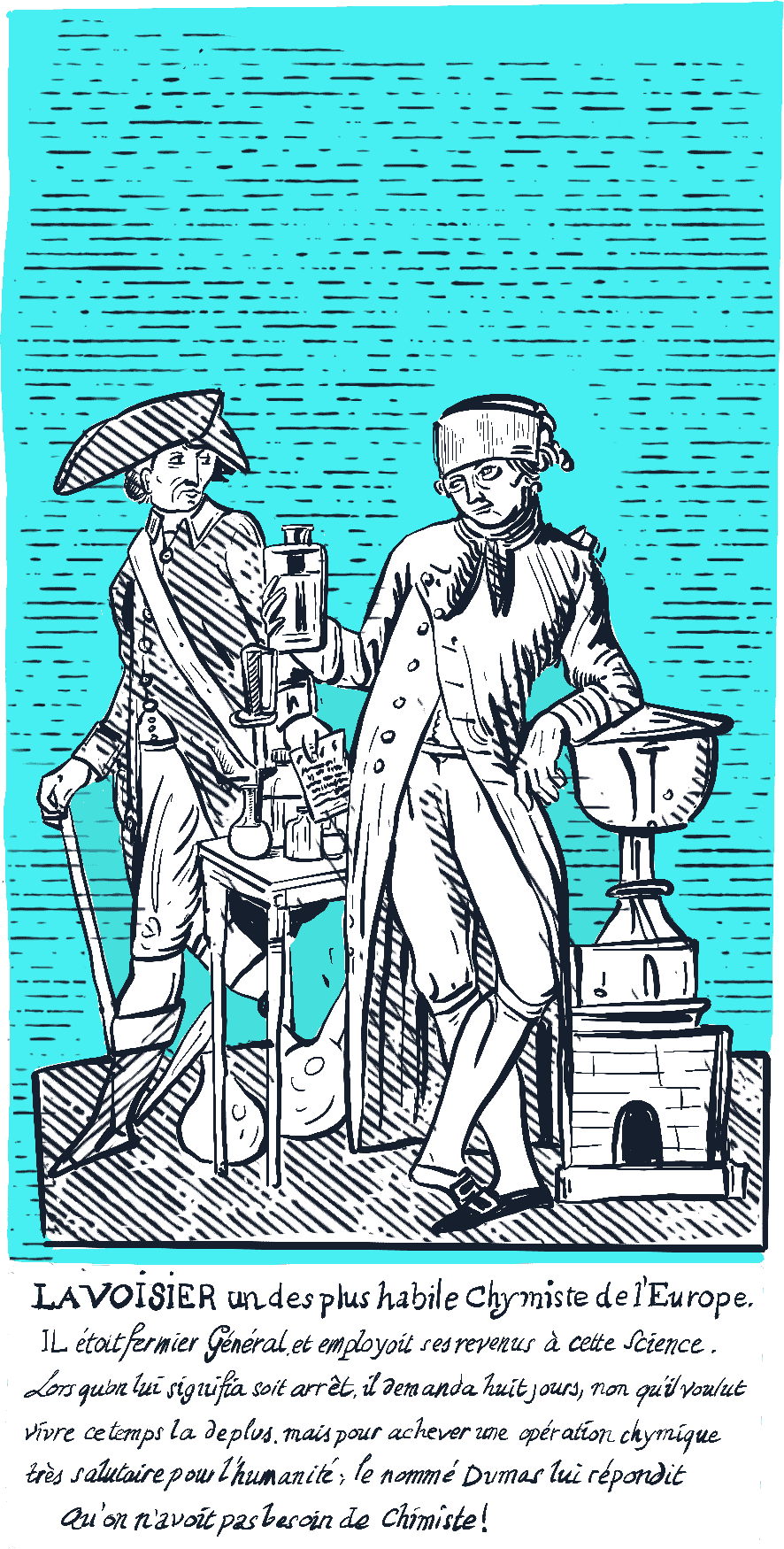 Illustration de l'arrestation d'Antoine-Laurent de Lavoisier par Jean-Baptiste Lesueur