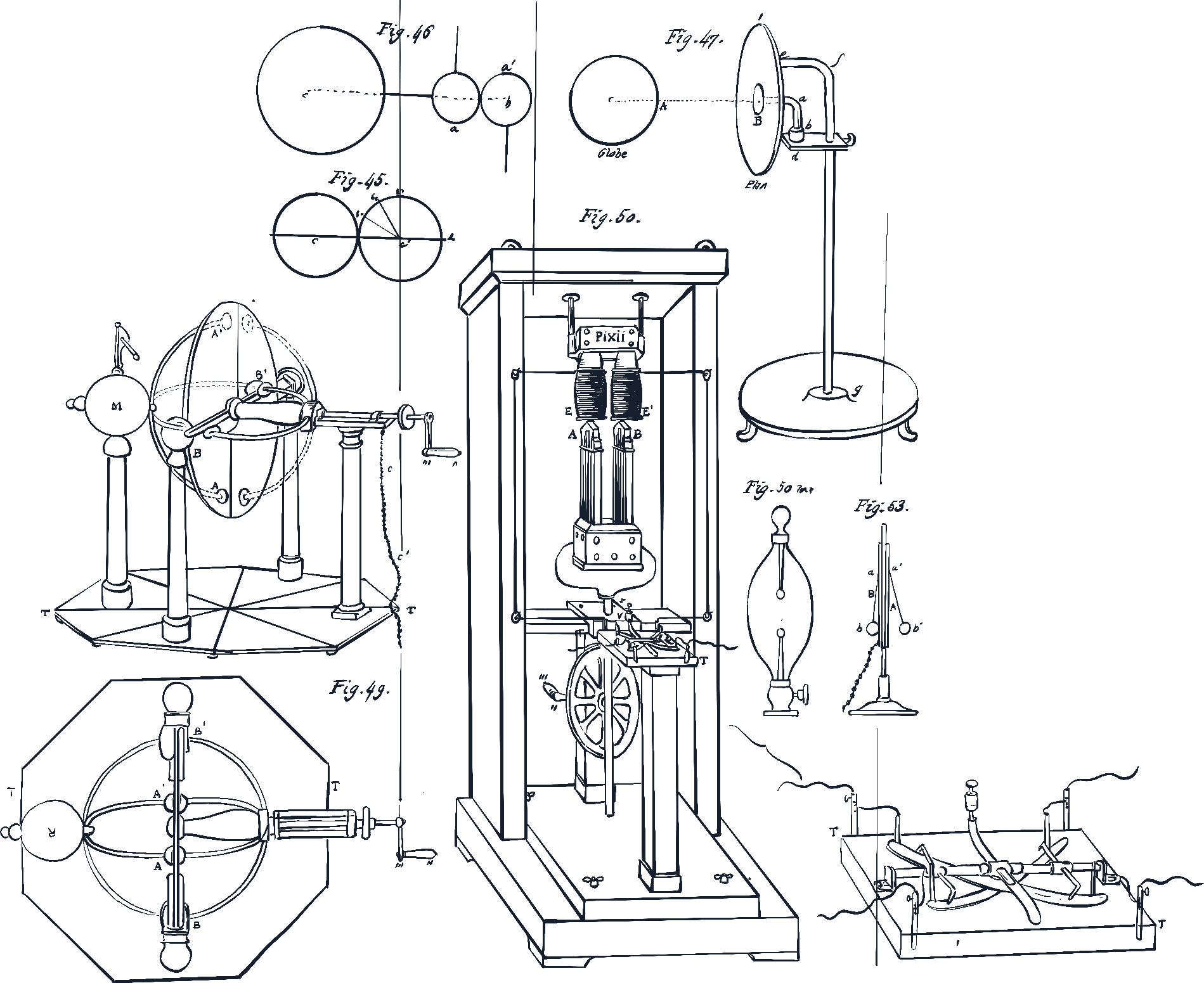 alambic en verre et autres instruments