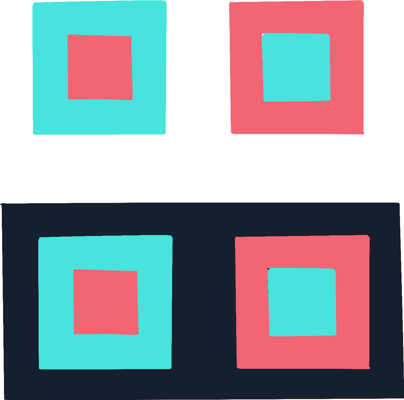 composition de carré en peinture qui illustre le contraste de couleurs sur différents fonds
